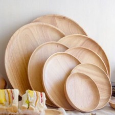 Round Wooden Plate Serving