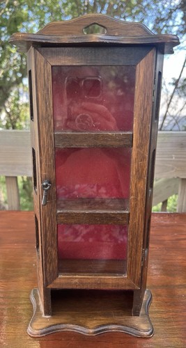 Vintage wooden shelf glass - 1,