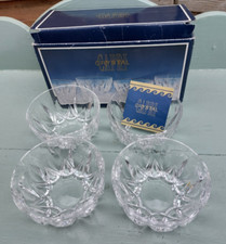 Boxed set of 4 vintage Capri Crystal dessert bowls, 24% lead crystal, Italian