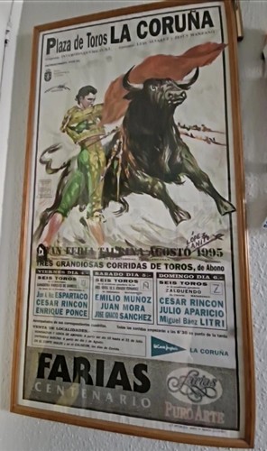 Large framed old poster - old,