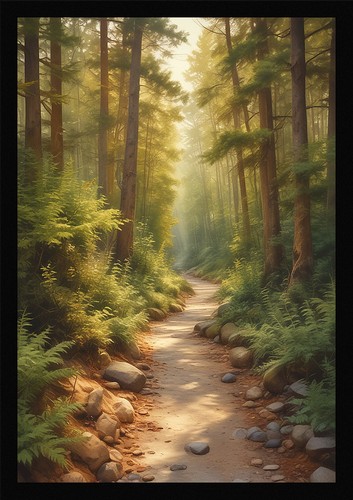 Soft forest path framed wall - soft,