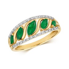 Emerald and diamond 9ct yellow - 9ct,