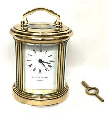 MATTHEW NORMAN LONDON SWISS MADE Oval Brass Carriage Clock : Working Order