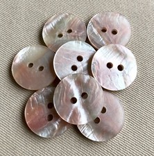 8 Stunning Salmon Pink MOP Look Pearlescent Buttons, 18mm, Lot