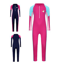 Girls Water Sport Swimsuit One Piece UPF 50+ Rash Guard Full Body Zip Swimwear