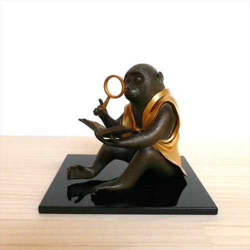 Japanese bronze monkey statue - japanese,