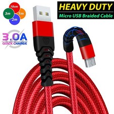 Long Braided USB Micro Fast Charging Charger Data Cable Lead 2M 3M 1M