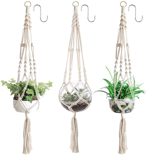 3pc macrame plant hanger with - macrame,