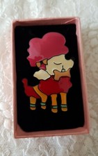 Metal Enamelled  caricature cartoon POODLE DOG Brooch multicoloured 6cm boxed