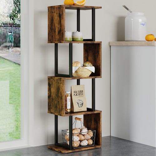 Tier tall bookshelf shaped - 5-tier, s-shaped