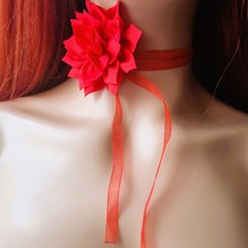 Big Rose Flower Choker Necklace Ribbon Adjustable Womens Ladies Cosplay Party UK