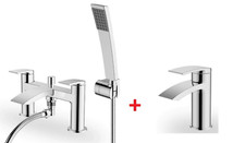 Kilfinnan Bath Shower Mixer Tap + Basin Mixer Tap - Chrome *NEW RRP: 185 GBP