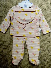 ExerSaucer Baby Girl Pink Chickens Chicks Apparel Set 3-6 Months