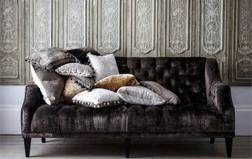 Grey velvet seater sofa - grey,