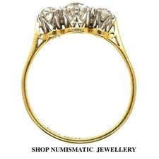 18 Carat Yellow Gold & Platinum & Diamond 1.9gms Three-Stone Ring (Size O )