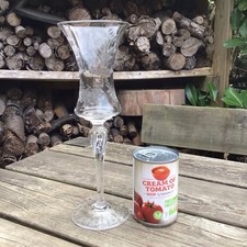 Vintage Tall Stemmed Floral Design Glass - 12” Tall - Possible Candle Holder?