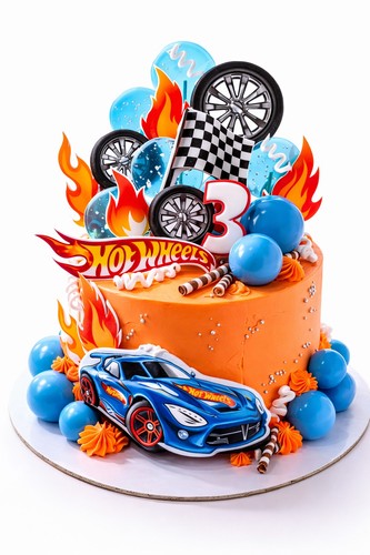 Hot wheels cake - hot, topper