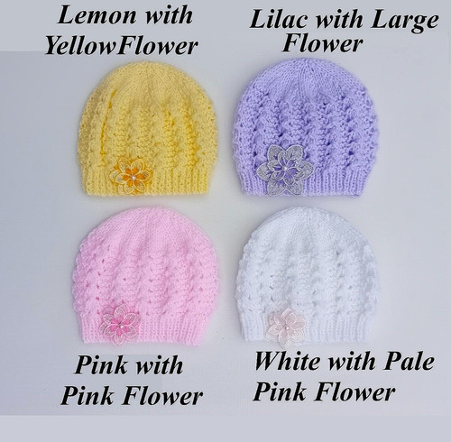 Hand knitted baby girls hat - baby,
