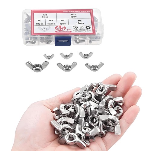 45pcs set wing nuts sliver - 45pcs/set,