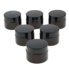6x  Glass Jars with Lids amber