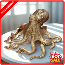 Brass octopus figurine statue - octopus,