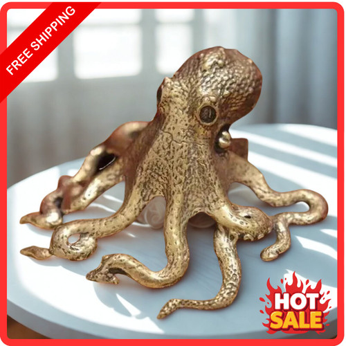 Brass octopus figurine statue - octopus,