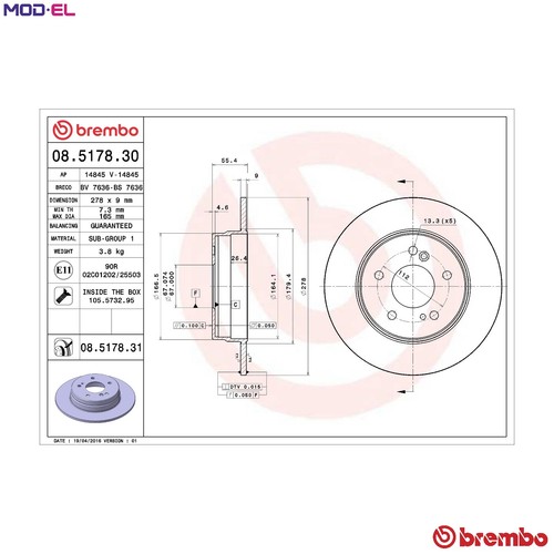 Brake disc 5178 - 08.5178.31, for