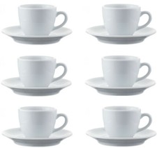 3OZ ESPRESSO CUP & SAUCER SET OF 12 (6 CUPS & 6 SAUCERS) PLAIN WHITE PORCELAIN 