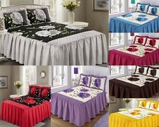 Floral  Bedspread  Set with Pillow Shames Frill 23" deep.  or Curtains ROSLEEN