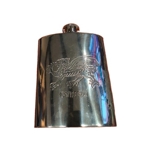 6oz pewter hip flask - w, welsh