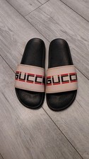 Gucci Slides Gucci Ecru Black and Beige Logo Slides Size 8uk