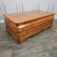 Vintage Large Wooden Walnut Coffee Table & Drawers – Campaign Colonial Style