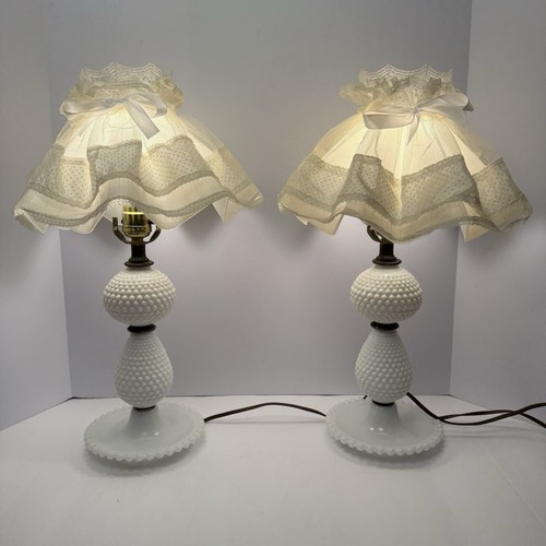 Vtg pair white milk - milk, glass