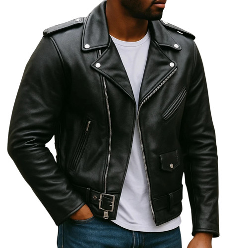 Men black genuine lambskin - men's,