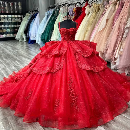 Red quinceanera dresses - red,