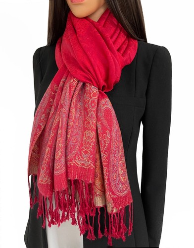 Red large paisley pashmina - large,