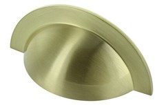 7 x Wren cup handles in brushed brass for kitchen cupboards/cabinet drawers NEW