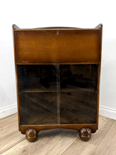 Bookcase oak midcentury bureau - oak,