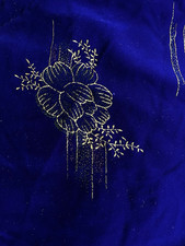 Vintage 1940’s Vibe  Velvet Fabric Midnight Blue & Gold Pattern Fabric 49x117cm