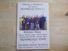 19 MAY 2001 TROWBRIDGE TOWN v WESTBURY UNITED RESERVES - WILTS PREMIER LEAGUE