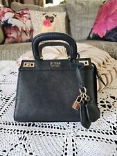 BNWT Designer Guess Black Leather Mini Padlock Detail Bag Rrp £120