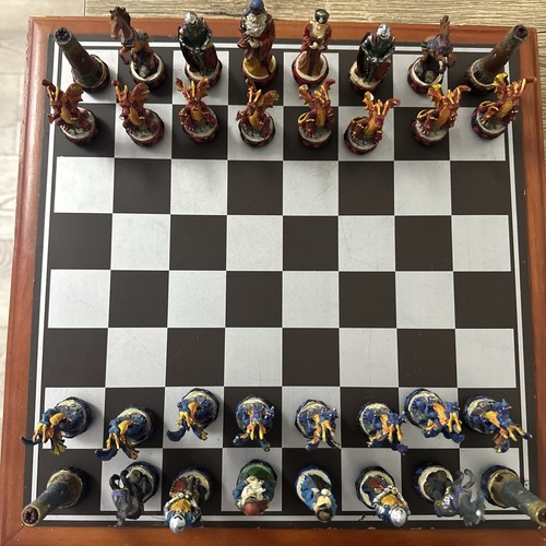 Chess set and board knights - chess,