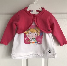 Baby Girls Pink/White Mayoral T Shirt & Bolero Cardigan Set - Age 6 Months