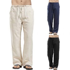 Mens Summer Cotton Linen Pants