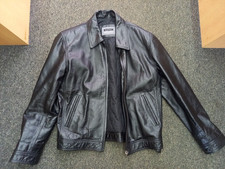 AVIATRIX REAL LEATHER JACKET L BIKER RACER mens soft BLACK   Cafe Racer coat