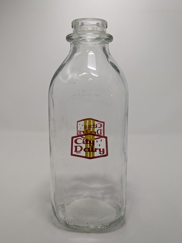 Vintage city dairy glass quart - vintage,