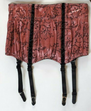 Shirley of Hollywood Size S Pink Jacquard Waist Cincher Corset with Suspenders