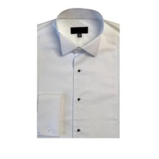Mens White Marcella White Tie Wing Evening Formal Dress Tux Shirt Black Studded