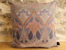 Liberty Ianthe cotton Tan & soft Grey Velvet Fabric Cushion Cover Art Nouveau 