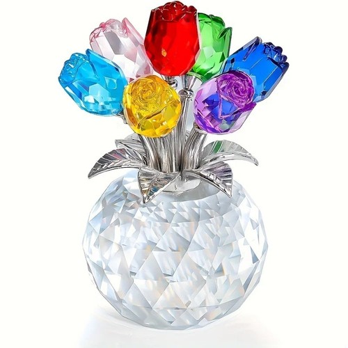 Crystal rose ornament 3d red - crystal,